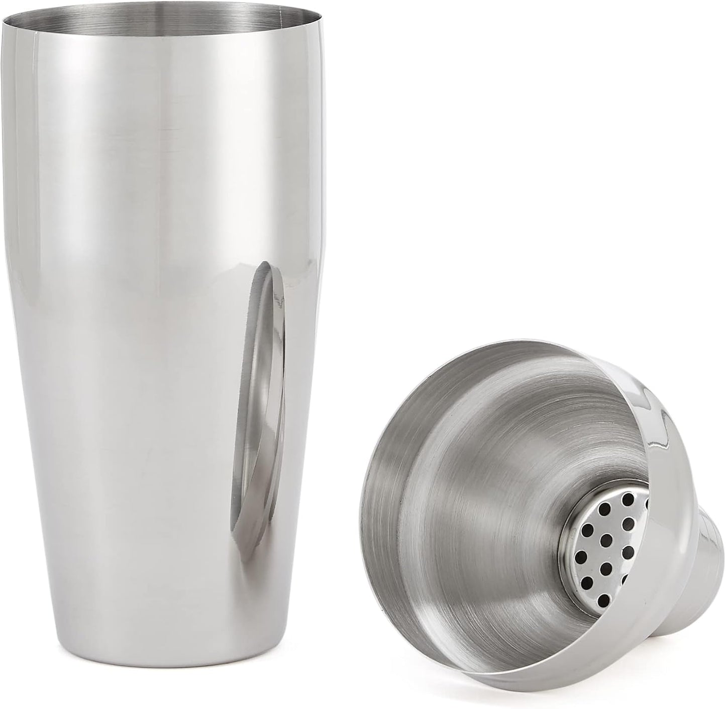 Amazon Basics 10-Piece Stainless Steel Cocktail Shaker Bar Tool Set with Bamboo Stand Holder